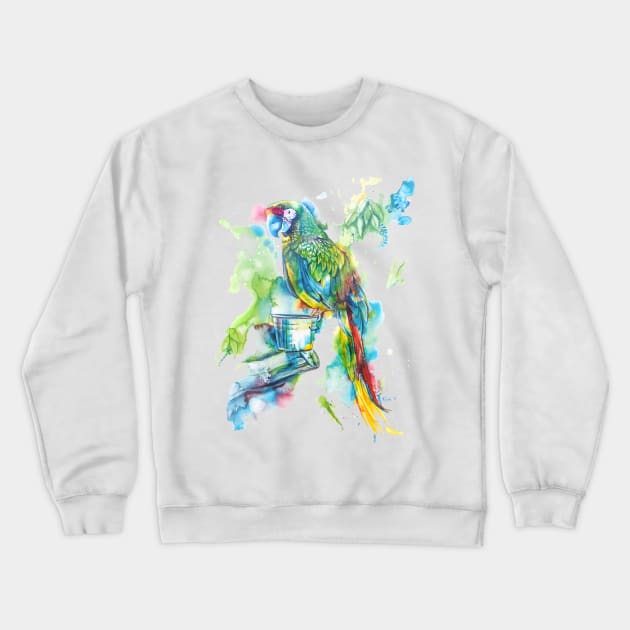 Parrot on a Bucket Crewneck Sweatshirt by TiffanisTropics